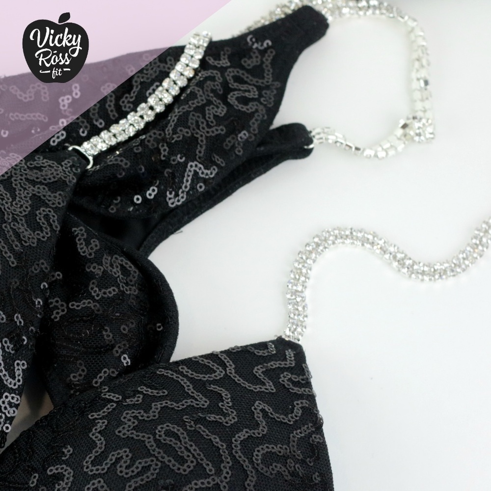 Black Sequin Competition Posing Bikini For Women - image 7